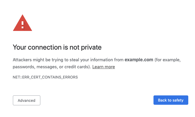 HTTPS certificate interstitial in Chrome